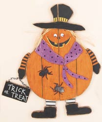 20" Hanging Wood Pumpkin with Sign