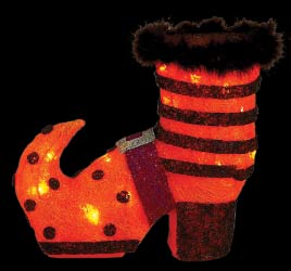 11" Outdoor Sisal Lighted Witch Shoe