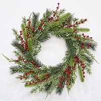 23" Pine & Red Berry Wreath