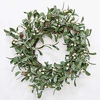 21" Leaf Wreath with White Berries