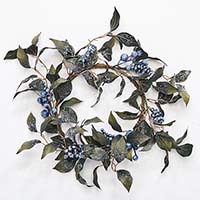 18" Icy Blueberry and Leaves Wreath
