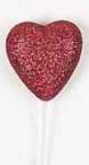 3" Red Glitter Heart Pick