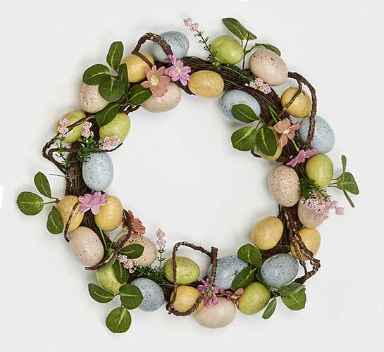 15" Easter Wreath w/ Eggs on Natural Twig Base