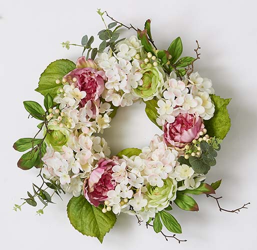 22" Hydrangea Peony Wreath