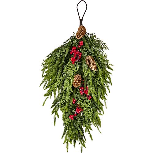 22" Artificial Christmas Norfolk Pine Berry Teardrop