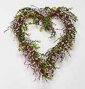 17" Pink Mini Berry Heart with Leaves Wreath