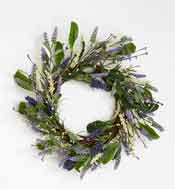 20" Lavendar Wreath With Leaves On Twig Base