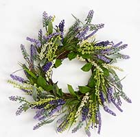 14" Lavender Wreath w/ Leaves on Twig Base