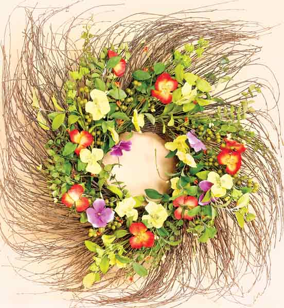 28" Twig Wreath w/Flowers