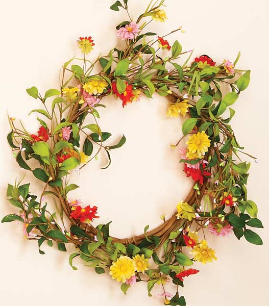 20" Colored Daisy Wreath