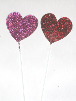 3" Glitter Heart on 12" Pick - CLOSEOUT