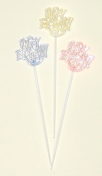 8.5" Happy Birthday Flat Plastic Pick - SPECIAL PRICE