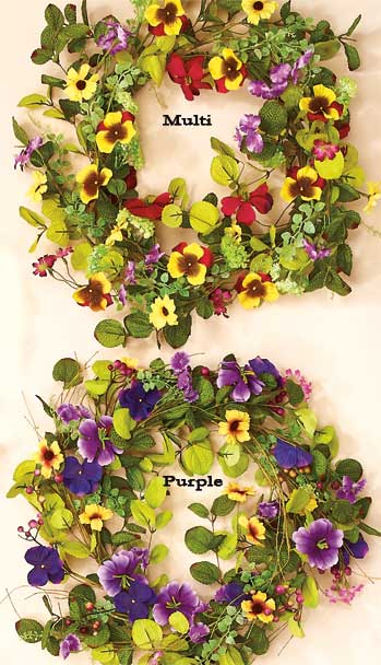 22" Mixed Wreath W/ Pansy