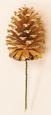 5" Gold Pine Cone Pick