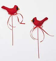 16" Red Bird Stem, 2 Assorted