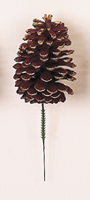 5" Burg/Gold Pine Cone Pick