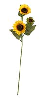 35" Sunflower Spray with Leaves x 3