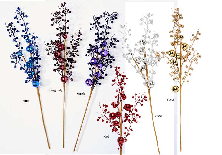 30" Hard Plastic Berries & Shiny Balls Spray
