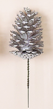 5" Silver Pine Cone Pick