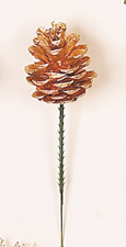 3" Gold Pine Cone Pick