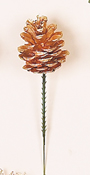 3" Gold Pine Cone Pick