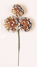 3" White Tip Gold Pine Cone