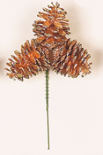 3" Gold Glitter x 3 Pine Cone Pick