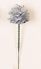 3" Silver Pine Cone Pick