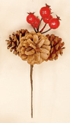 3" Pine Cone Pick X 3 With Weatherproof Berries