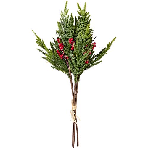 25" Artificial Christmas Norfolk Pine Cedar Berry Bundle Bush