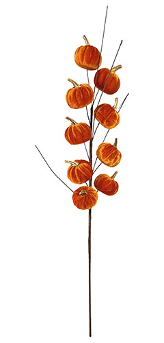 21" Fall Orange Velvet Pumpkin Spray