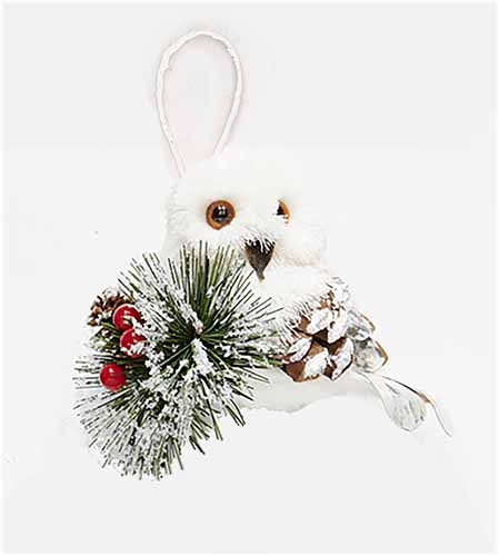 3" Sisal Snow Owl Hanging Ornament