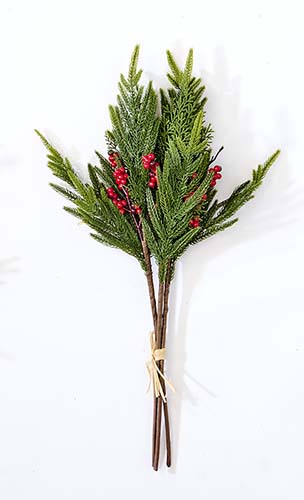 25" Artificial Christmas Norfolk Pine Cedar Berry Bundle Bush