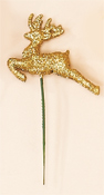 7" Gold Glittered Reindeer on Pick