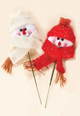 4" Snowman Head on 5" Pick