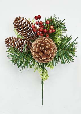 8" Pine Pine Cone & Berry Pick