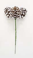 2.3" White Tip Plastic Pine Cone x 3 on a Pick