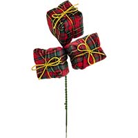 2" Cristmas Plaid Triple Gift Pick