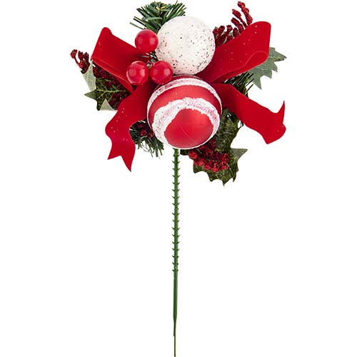 Red White Christmas Ball Pick