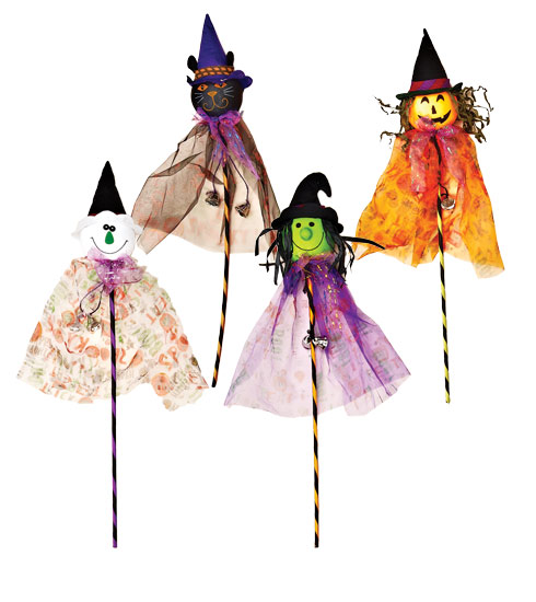 29" Ghost/Cat/Witch/Pumpkin on Stick