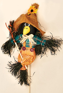 12" Crow with Broom on 7" Stick