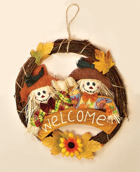 13" Welcome Scarecrow Wreath