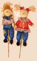 32" Boy and Girl Scarecrow on Stick