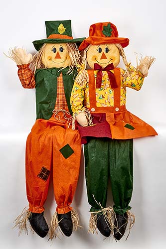 60" Sitting Scarecrow Couple, 2 Asst