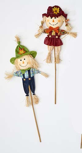 31" Scarecrow On Stick, 2 Asst