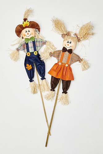 36" Scarecrow on Stick, 2 Asst