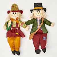 24" Sitting Scarecrow Boy & Girl w/ Sack or Corn, 2 Asst