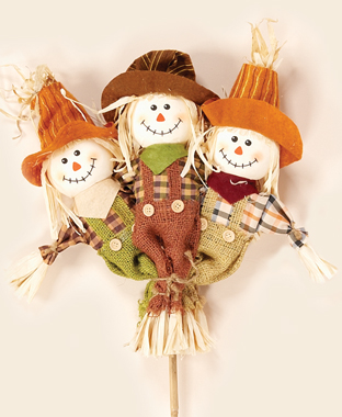 3' Triple Scarecrow on Stick 