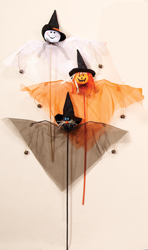 29" Gossamer Ghost, Cat, Pumpkin on Stick