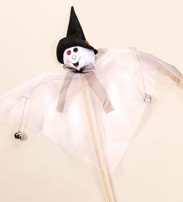 3' White Gossamer Ghost on Stick w/ Bells